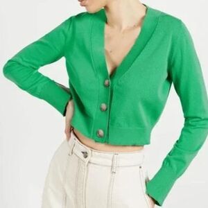 Ted Baker Appill Cropped Cardigan Button Up Women’s US Small 6 Ted Size 2 Green
